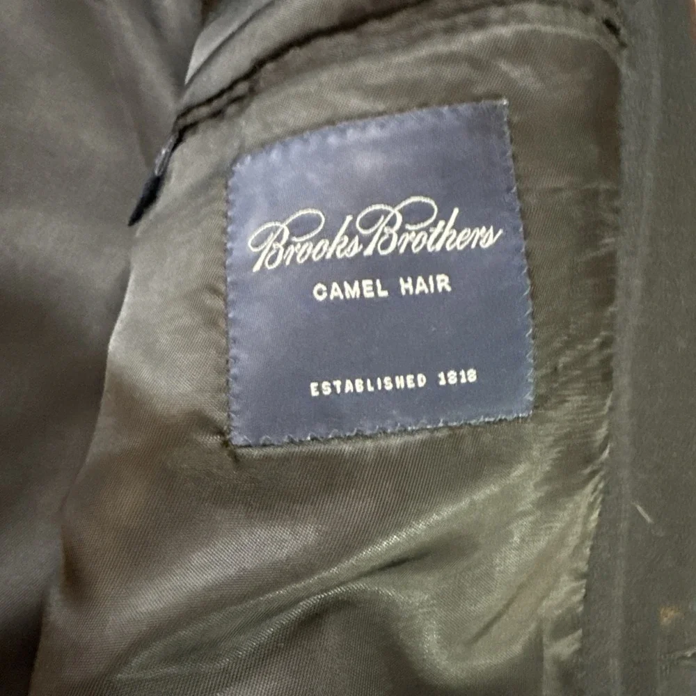 Brooks Brothers Sport Coat Mens Sz 46L Black Camel Hair USA Made Blazer Jacket